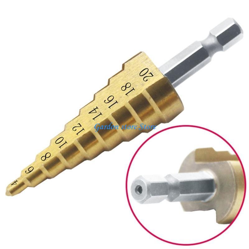 B0KB Straight Fluted Pagoda Step Drill Hexagonal Shank Reamer Bit Titaniums Coated