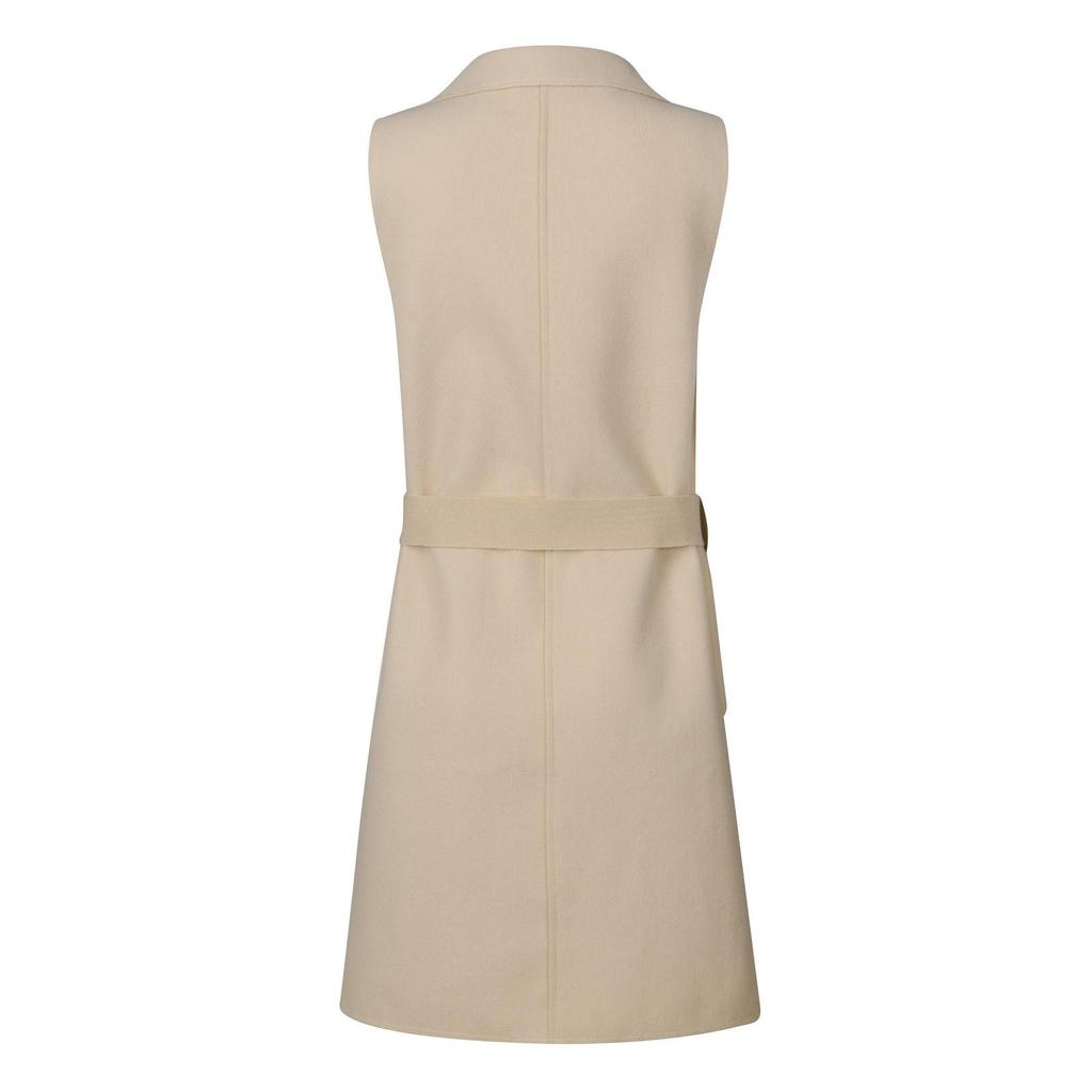 Einfarbige, ärmellose, kurze, einreihige Wolljacke mit zwei Taschen für Damen