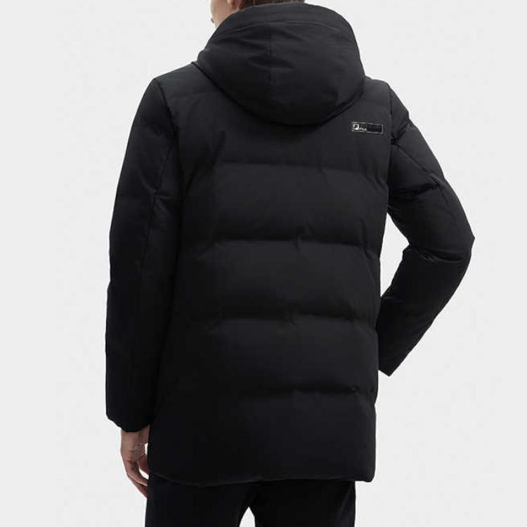 Fila Mid Down Jacket Solid Color Simple Hooded Puffer Coat Men Jackets Black F11M443903FBK