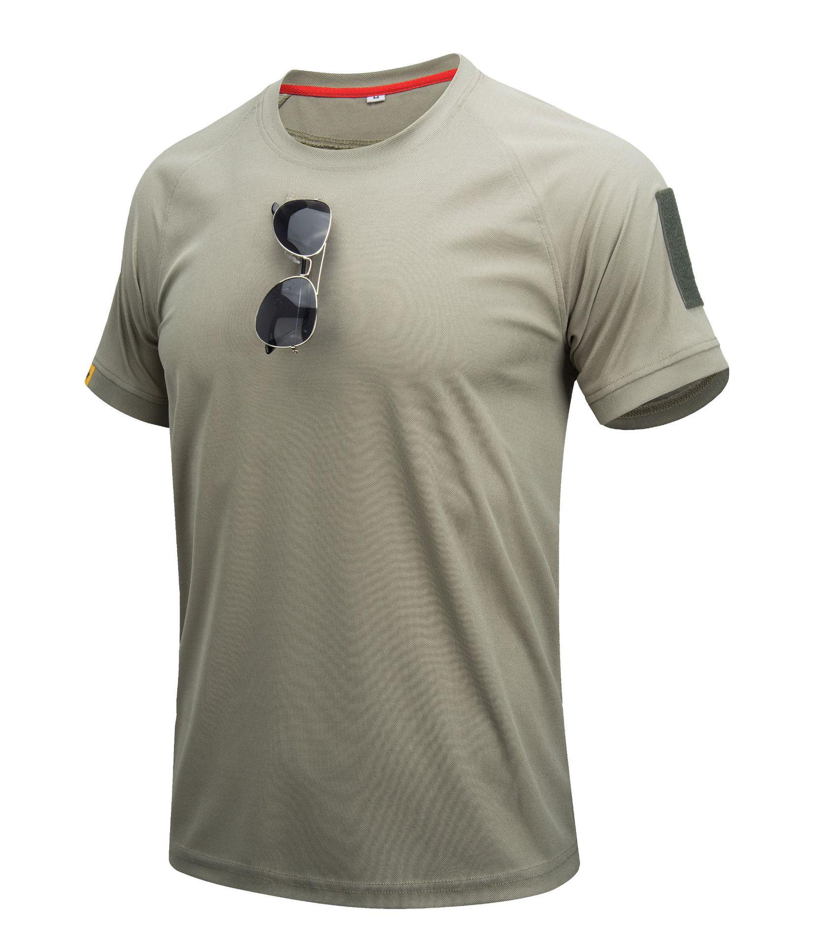 Herren Sommer Taktisches Rundhals Stretch Sport T-Shirt - Locker Kurzarm Freizeitbekleidung XL