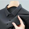 Mens Solid Color Mesh Breathable Short Sleeve Polo Shirt