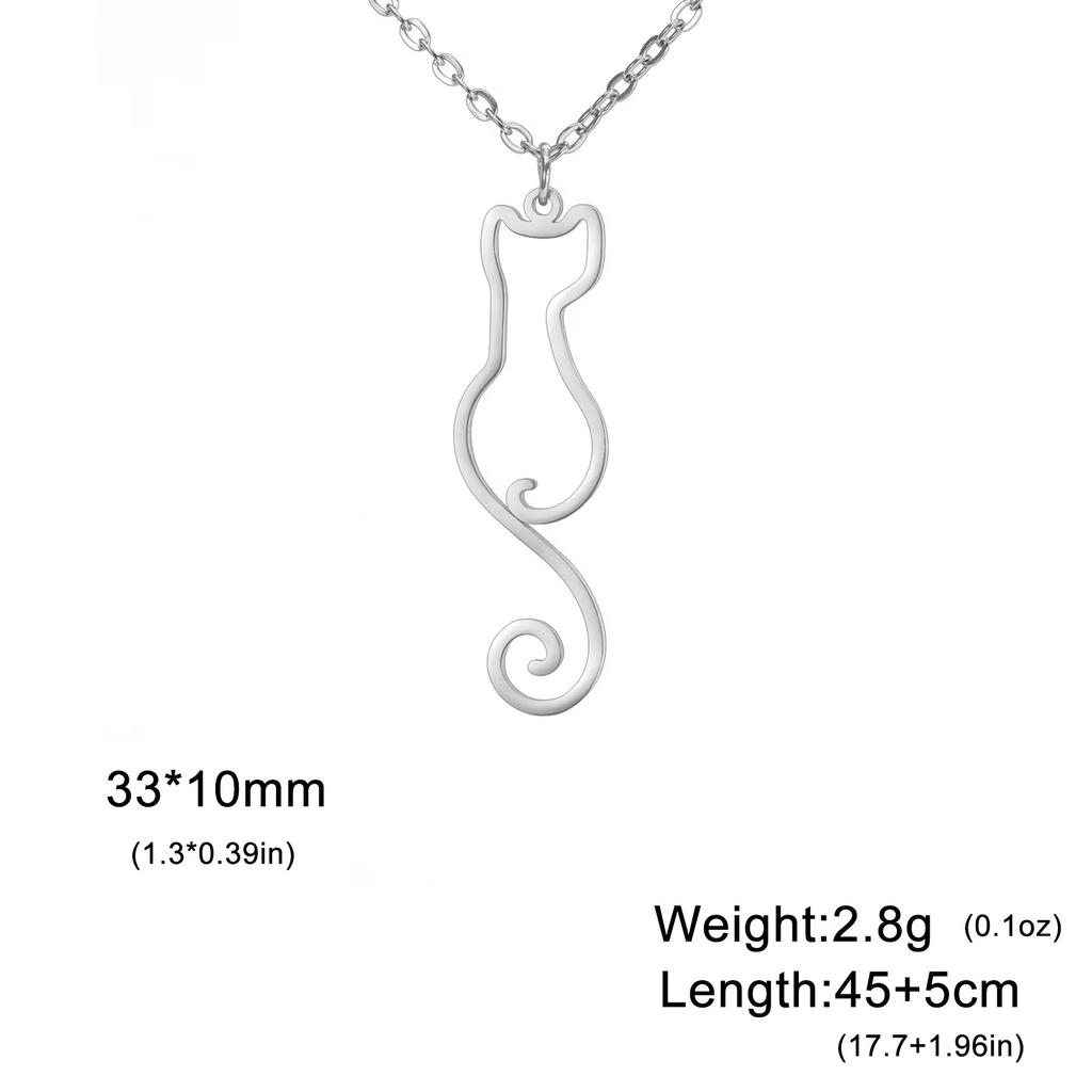 Teamer Cat Kitten Pendant Necklace Stainless Steel Pet Animal Necklace Cute Funny Cat Daily Jewelry for Women Girls No Rust