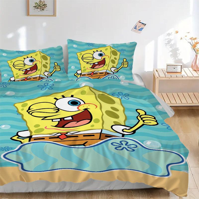 

SpongeBob SquarePants Thumbs Up Bedding Set Comforter Cover Gift for Bedroom,Includes 1 Cover and 2 Pillowcases, No InsertB641 135x200cm