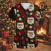 Women's Fashion Christmas Print V-Neck Short Sleeve Caregiver Work Top with Pockets