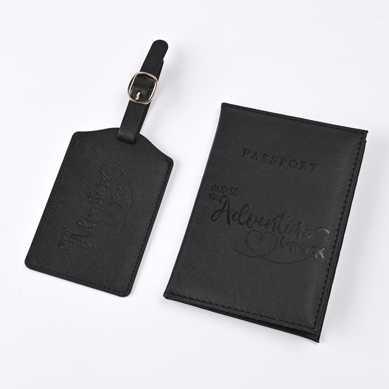Reisepasshülle mit Kartenfach, Kunstleder, Heißprägung, Reisebrieftasche, schwarze Dokumentenhüllen für unterwegs