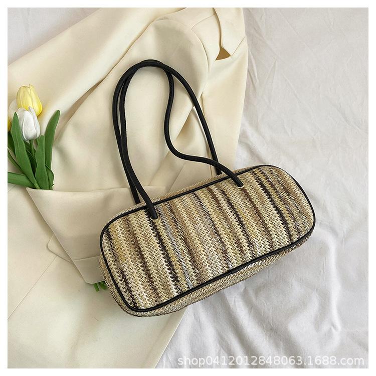 

Foreign style rainbow woven armpit small bag women 2025 new Internet celebrity explosion shoulder bag popular niche commuter bag