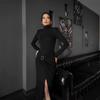 Herbst/Winter Damenmode Einfarbig Hochgeschlossenes Plissee-Design Kleid