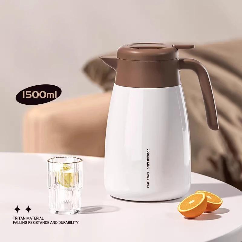 COOKER KING 1.5/2L Stainless Steel Inner Insulation Pot Tea Brewing Kettle with Handle Portable Home Thermos bottle Kettle