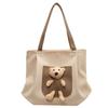 Adorable Large Capacity Canvas Shoulder Bag For Women With Cute Bear Design In Versatile Colors