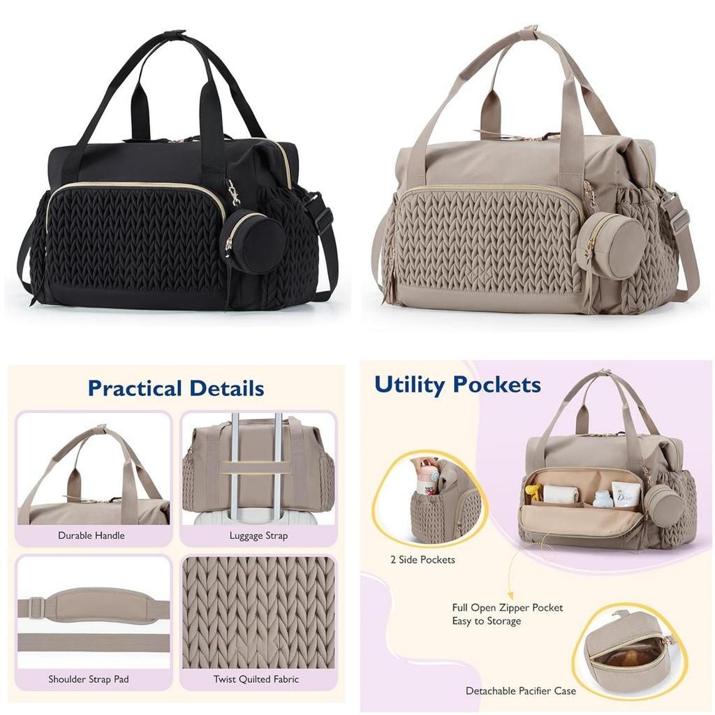 Borsa Tote per Pannolini da Bambino con Grande Capacità e Porta Biberon per Ospedale, Viaggi e Uso Quotidiano