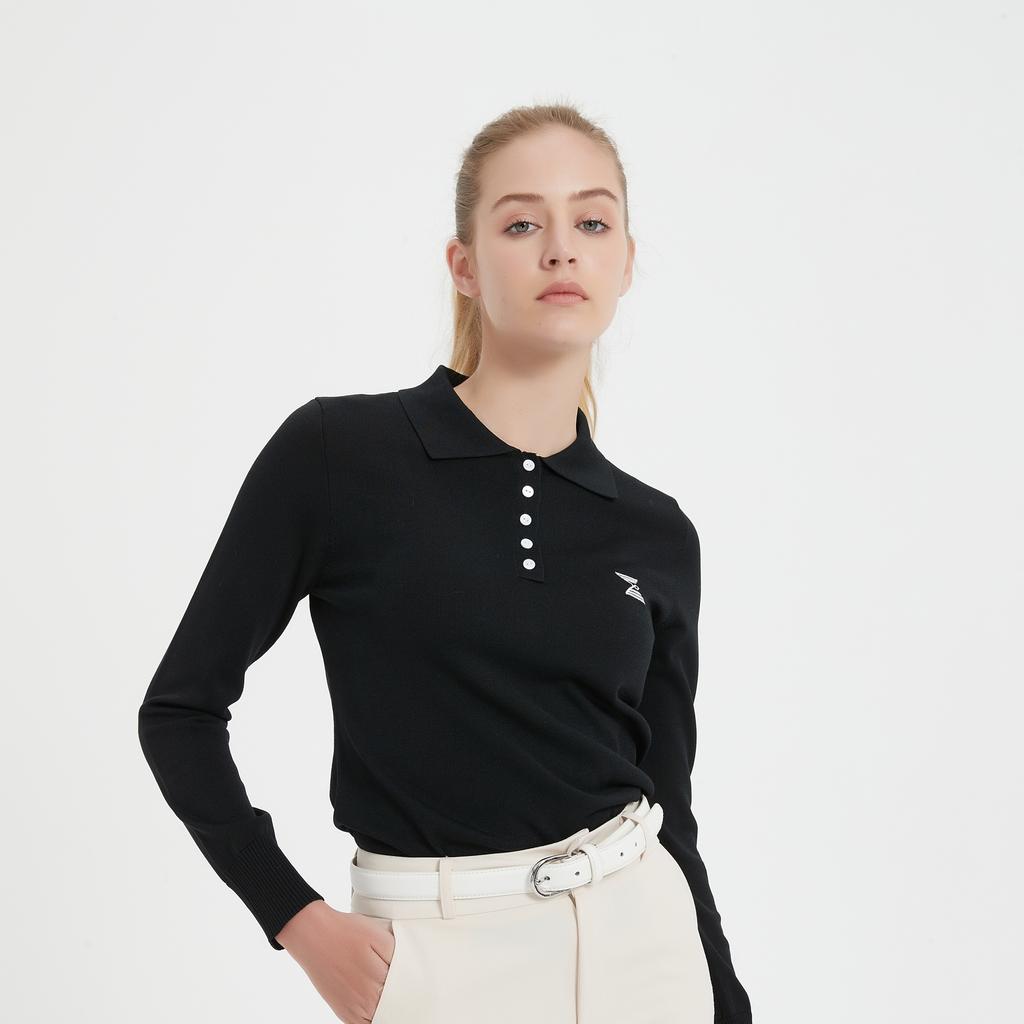 E.PARCA Polo Collar Golf Knit Shirt (Black)