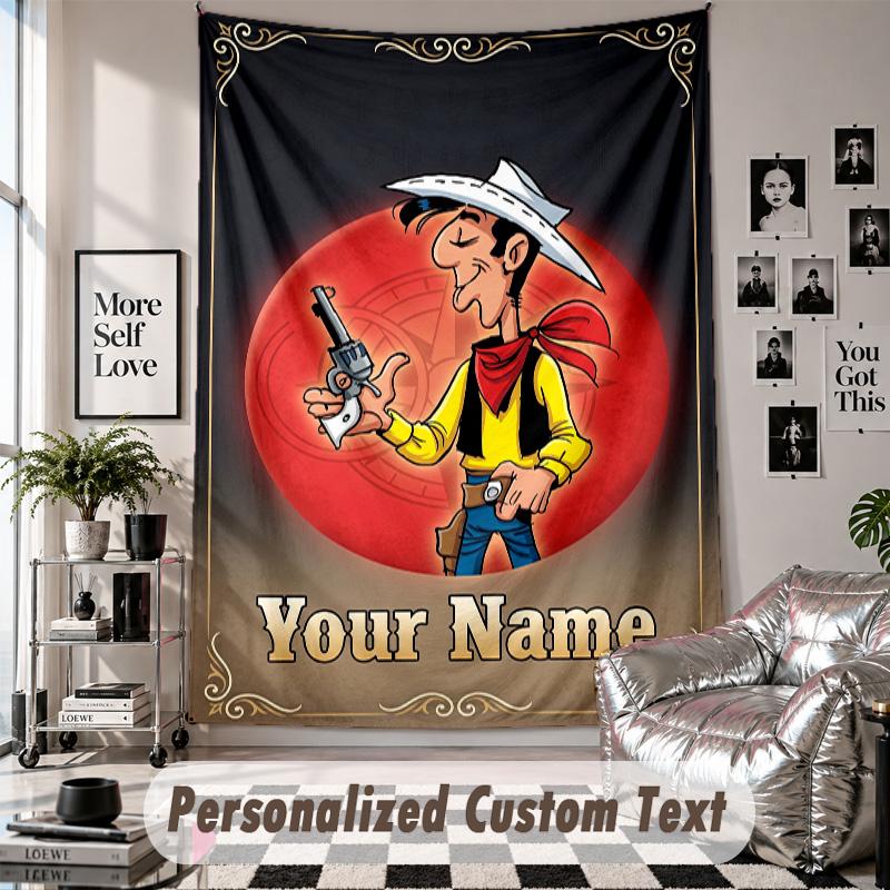 Custom Tapestry Wall Hanging, Lucky Luke Personalized Name Text Home Wall Decor