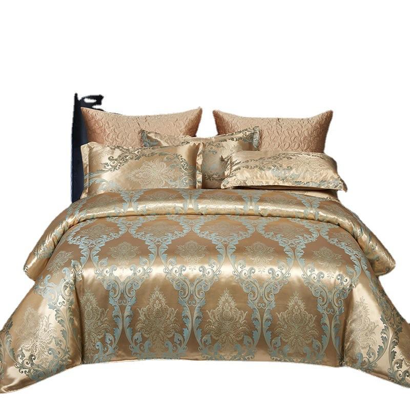Conjunto de Quatro Peças Jacquard de Cetim, Conjunto de Quatro Peças de Cama de Luxo Leve, Conjunto de Quatro Peças de Lençol, Capa de Edredom, Conjunto de Três Peças de Fronha