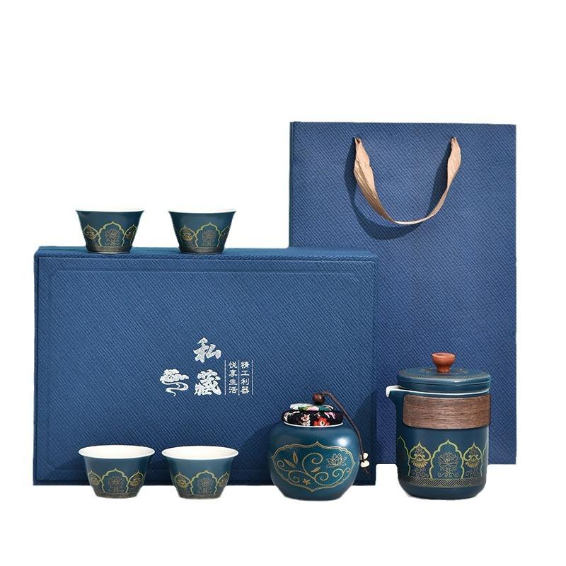 Ceramic Portable Travel Tea Set Kuaike Cup One Pot Four Cups Business Casual Gift Box