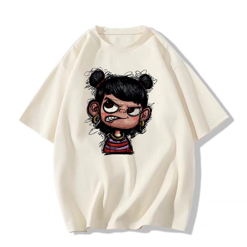 

2025 Женская летняя футболка оверсайз из хлопка - Модный топ с коротким рукавом в американском стиле L абрикосовый