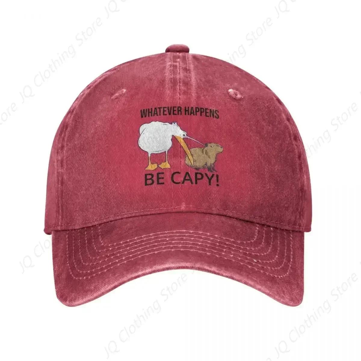

Dont Worry Be Capy Capaybara Unbothered Funny Baseball Caps Washed Denim Hat Outdoor Adjustable Casquette Baseball Cowboy Hat Adjustable