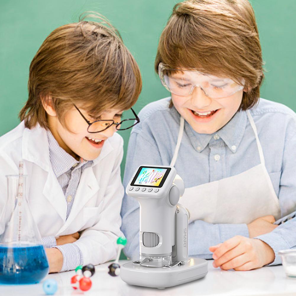 Microscope for Kids 100-1600X Digital Microscope with 2 Inch Screen Handheld Microscope Camera for Scientific Experiment
