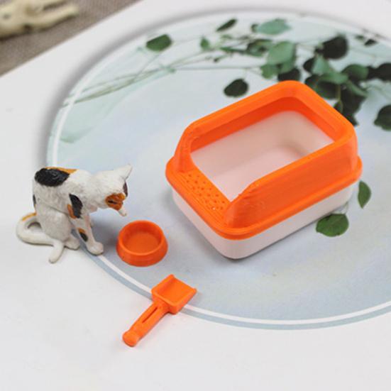 3Pcs Mini Cat Litter Box Set for 1:12/1:6 Doll Houses Handcrafted Food Bowl Tiny Scoop Miniature Scene Model Doll Home Decoration Toy