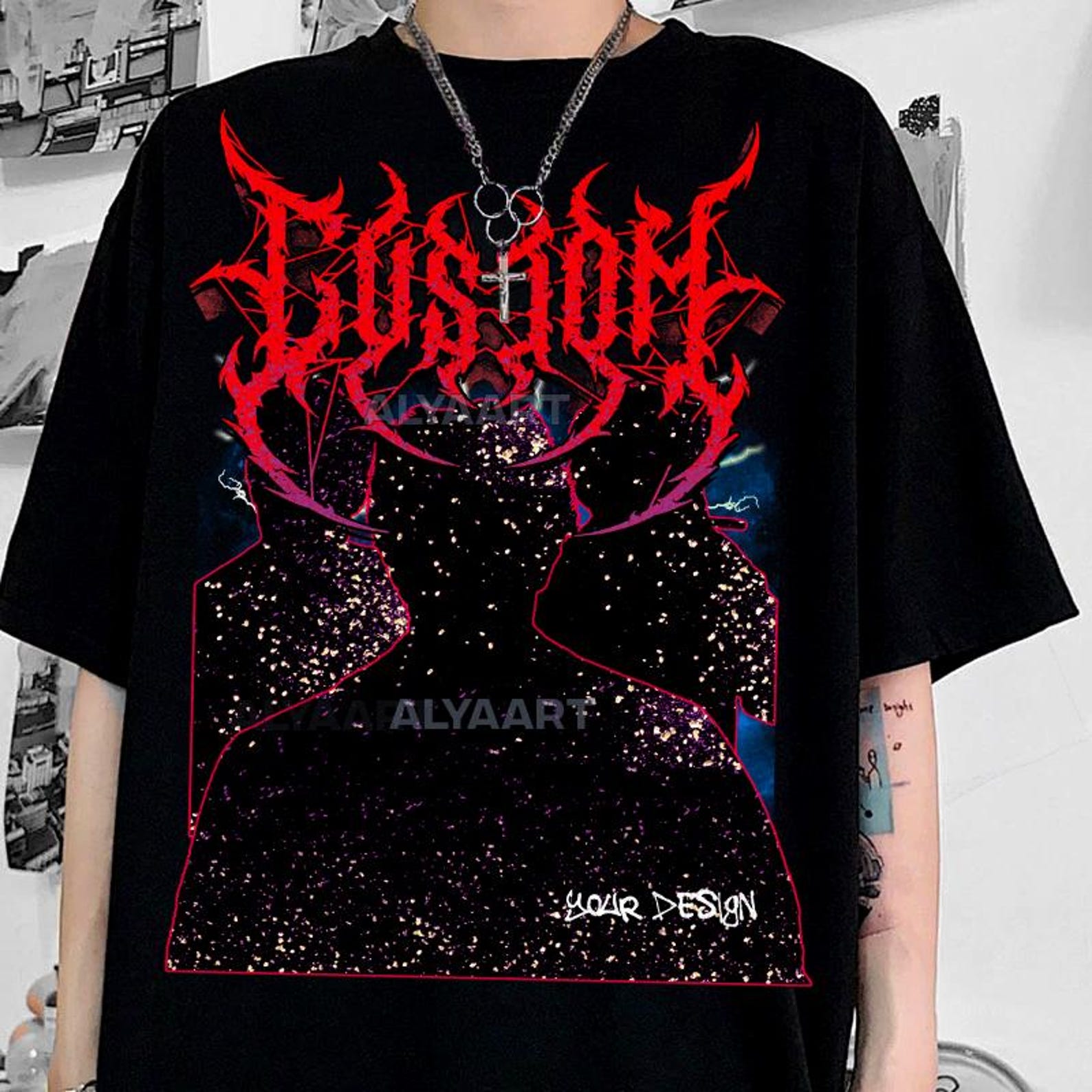 Custom Heavy Metal Portrait T-Shirt: Unisex Graphic Tee S