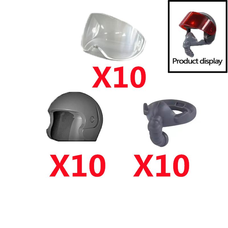 Military Building Block Figure Cap Tactical Helmet Alpha Motorcycle Lenses Gas Masks Flame Emitter Night Vision Device Gift Toys
