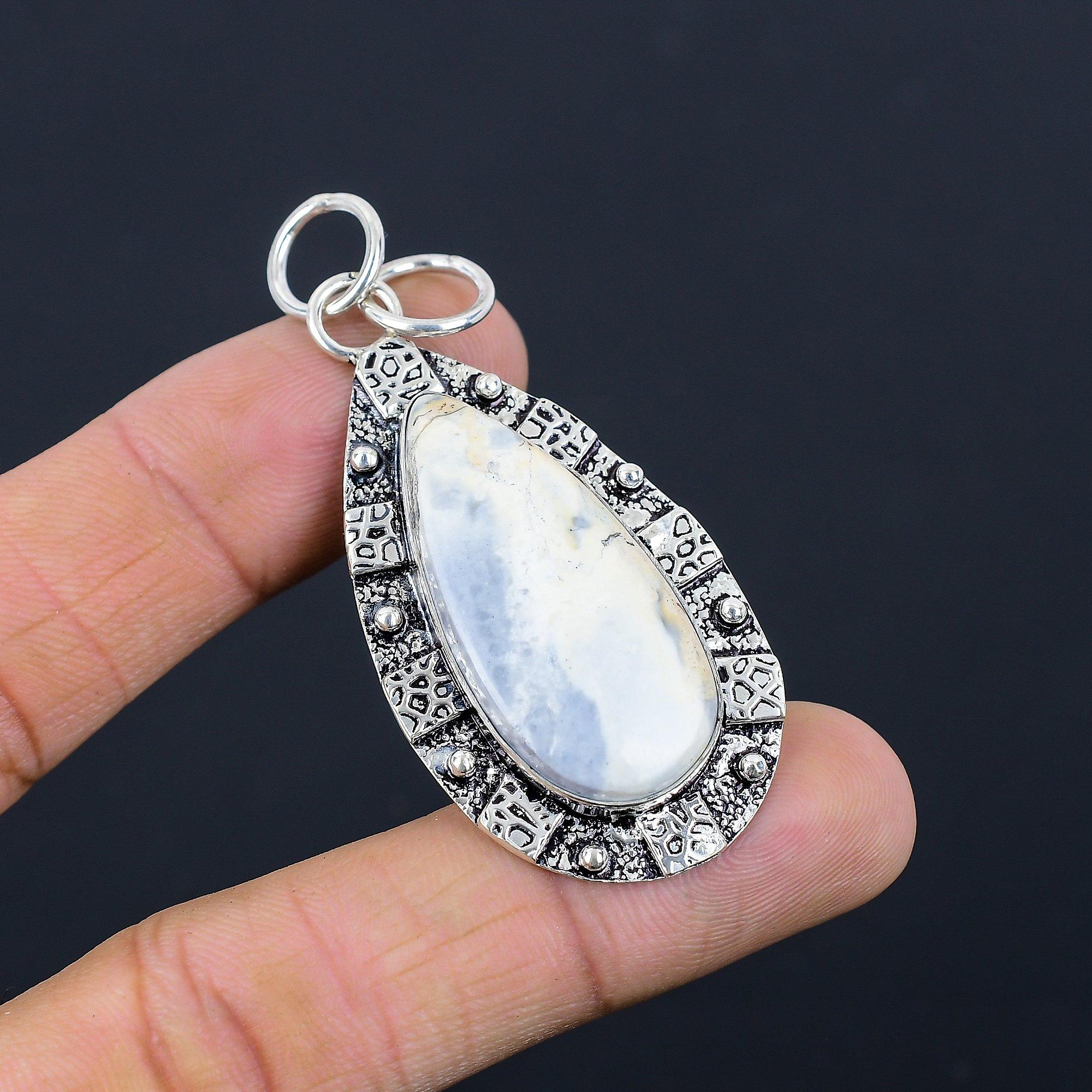 

Easter Deal Pear Natural Porcelain Jasper Sister Pendant Jewelry Sterling Silver