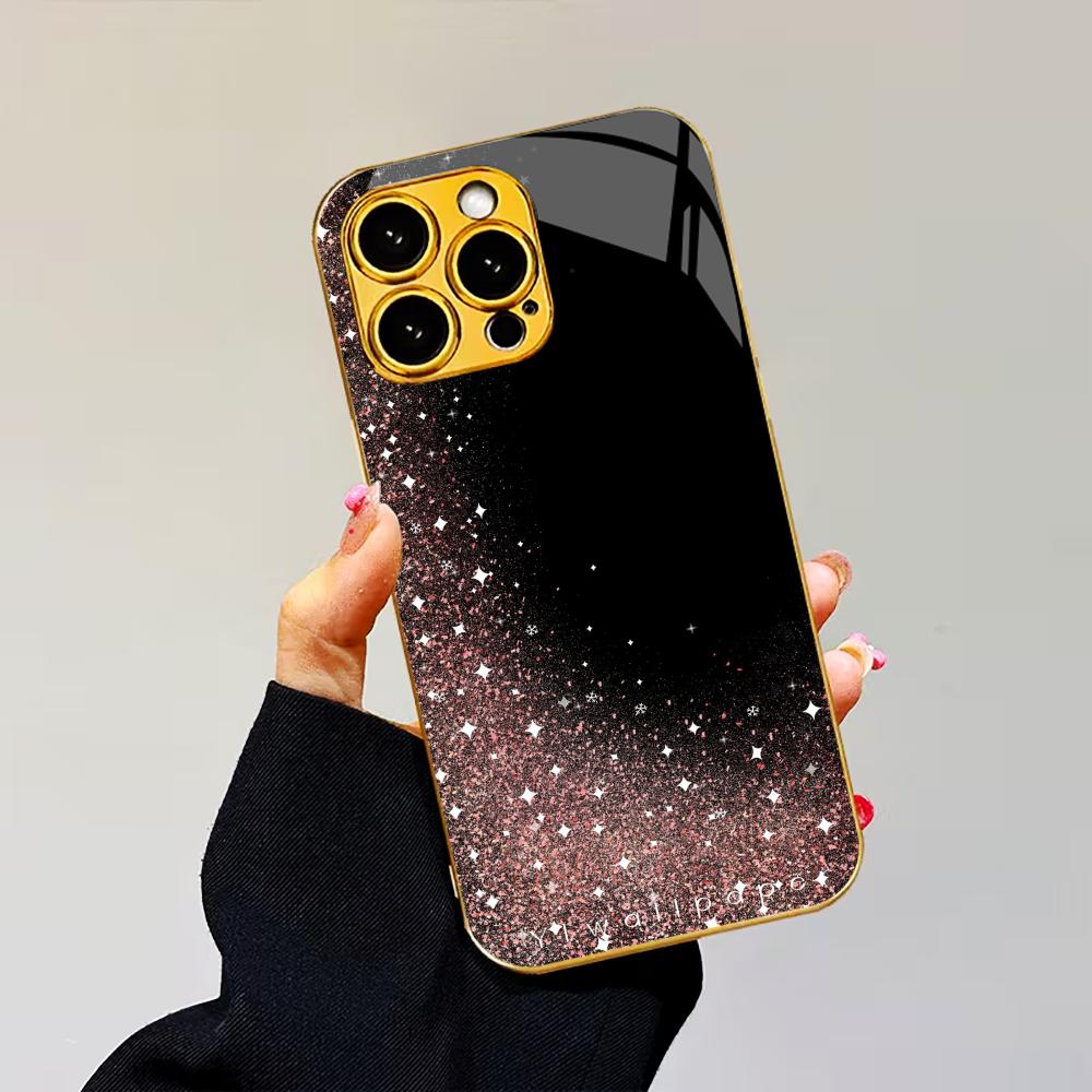 gold dust Exquisite Bestseller Phone Case Electroplated Glass PhoneCase for iPhone 17 16 15 14 13 12 11pm Pro Plus tablet case