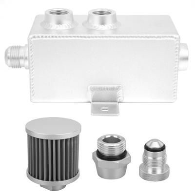 1L Aluminium Ölabscheider Kühlmittel Kraftstoff Überlaufbehälter mit Entlüftungsfilter Ablasshahn Universal