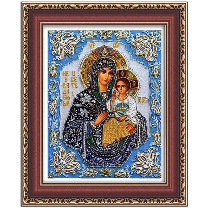 

Holy Virgin Mary 5D DIY Diamond Painting Crystal Orthodox Icon Figurine Decorative Cross-stitch Fashion Religion Paintings 30*40cm жёлтый