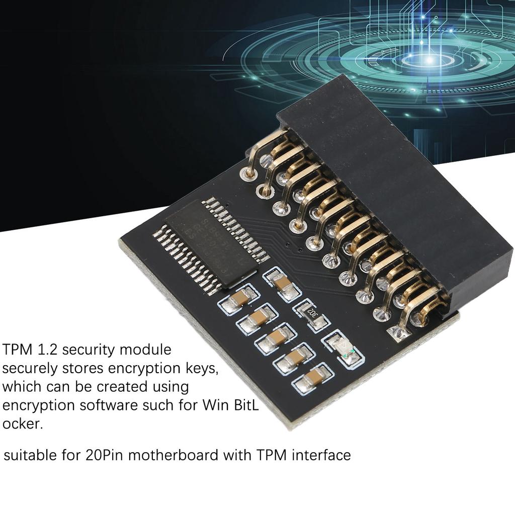 TPM 1.2 Module LPC Interface Stable High Safety Durable Material 20Pin LPC Module for Motherboard DDR4 Memory