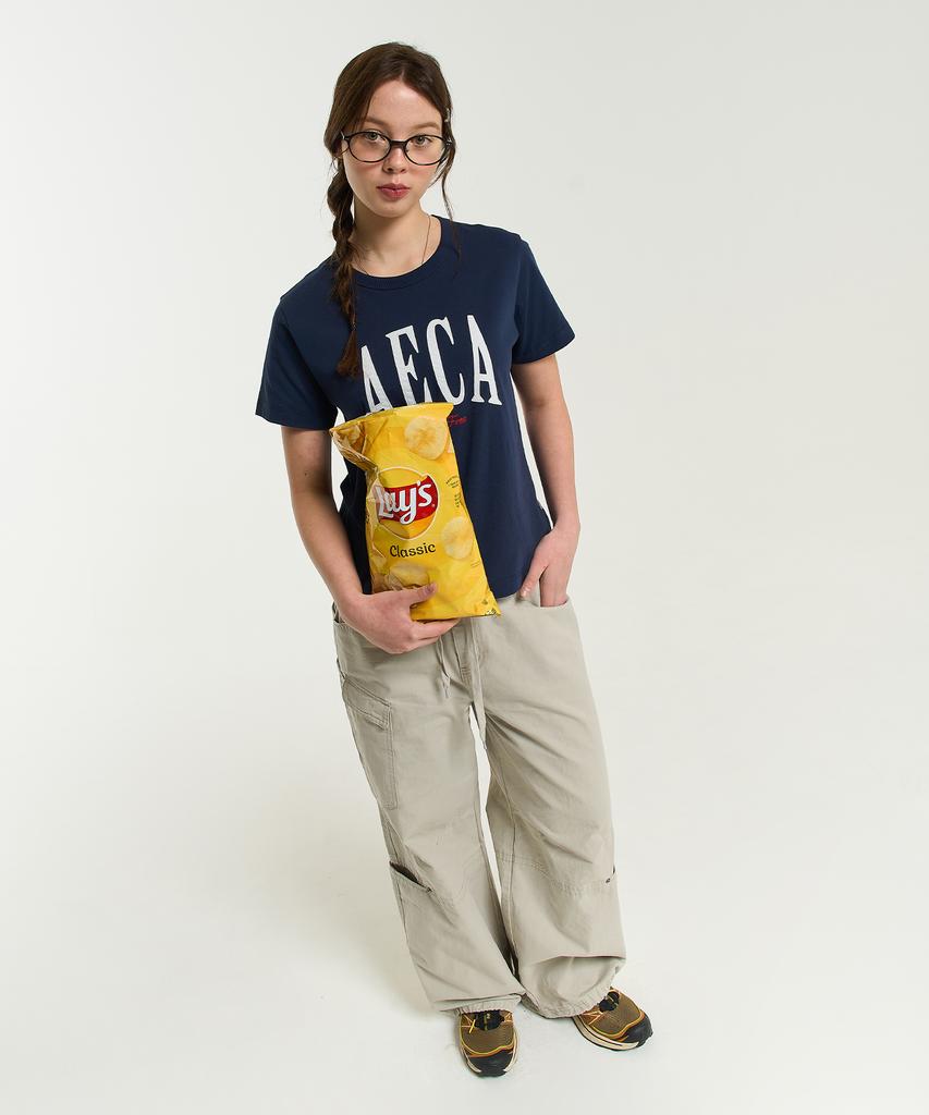 AECA (Woman) Aeca Symbol Felt Half Sleeve Tee-Navy