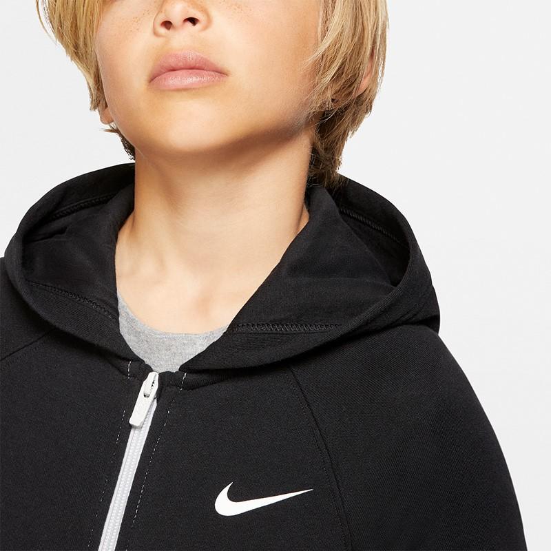 Nike Kids Sportswear Swoosh Color Block Logo Hooded Sweatshirt Kids sweatshirt Black White CJ6968-100