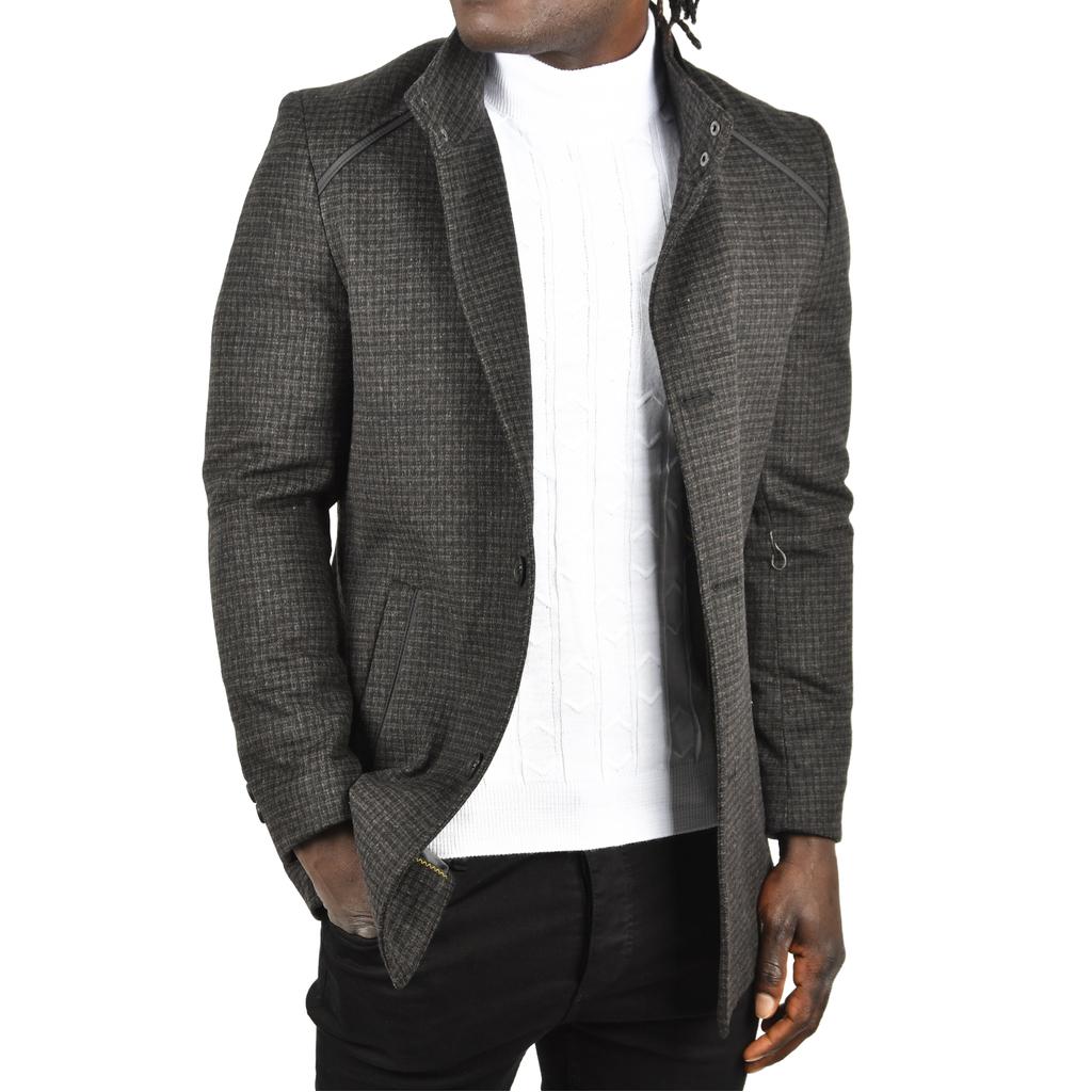 DeepSEA Pötikare Desenli Dik Yaka Dar Kesim Hakim Yaka Kaşe Kaban 2407003