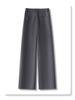 Women's Gray Wool Wide-Leg Trousers - 2024 New Autumn/Winter Tencel Straight-Leg Draping Suit Pants
