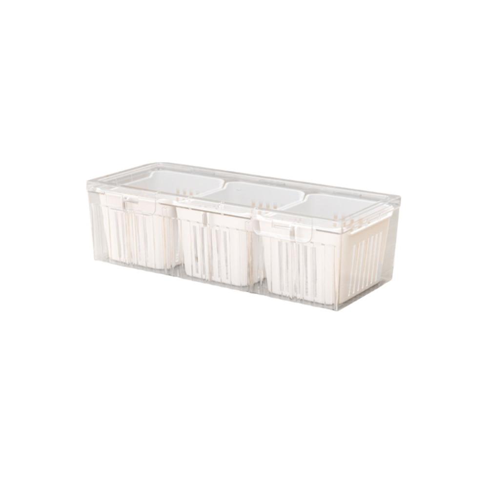 Drainable Spices Fresh Keep Storage Box Detachable Kitchen Food Organize Box  Restaurant белый