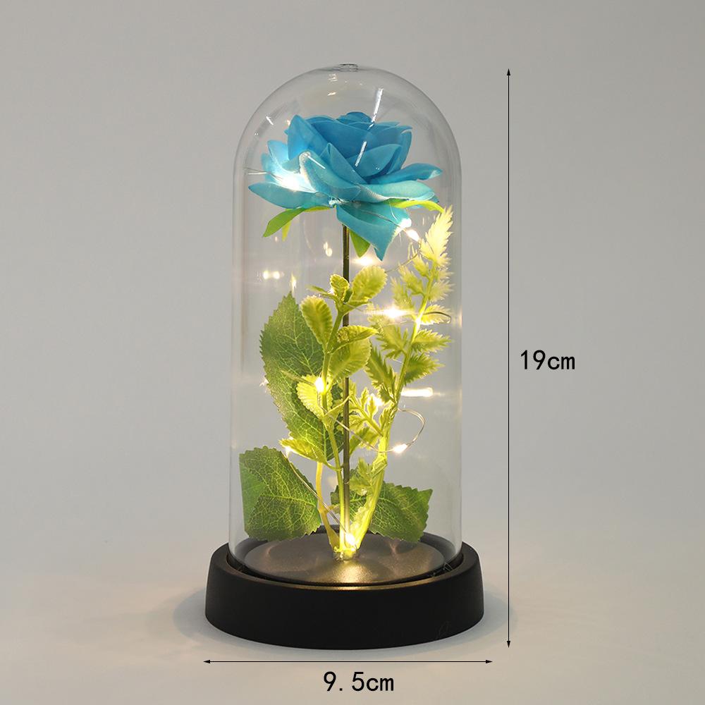Eternal flower glass cover tabletop ornament multi-colored rose acrylic table for friends' birthday gifts