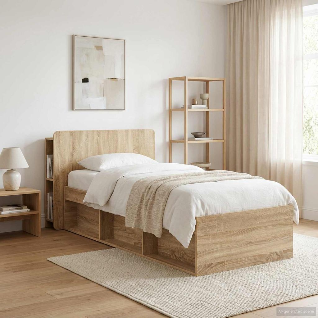 Headboard Cabinet with Storage Sonoma Oak Wood Based Material