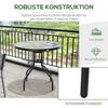 80 cm Schwarzer Runder Garten-Esstisch, Outdoor Kaffee Bistro Beistelltisch mit gehärteter Glasplatte und Stahlrahmen für Terrasse, Veranda