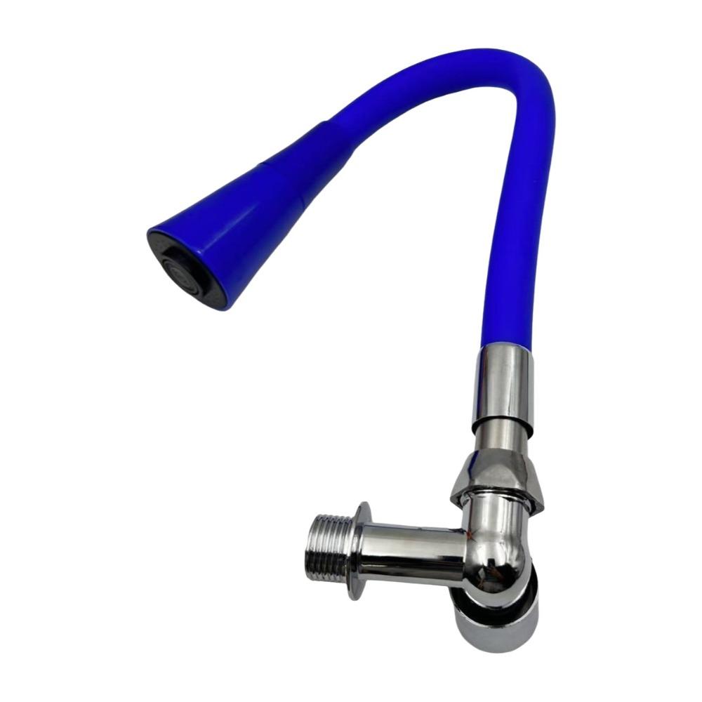 

2 Modes Kitchen Faucet Water Saving Wall Mounted Faucet Rotatable Spout Faucet Public Restroom синий