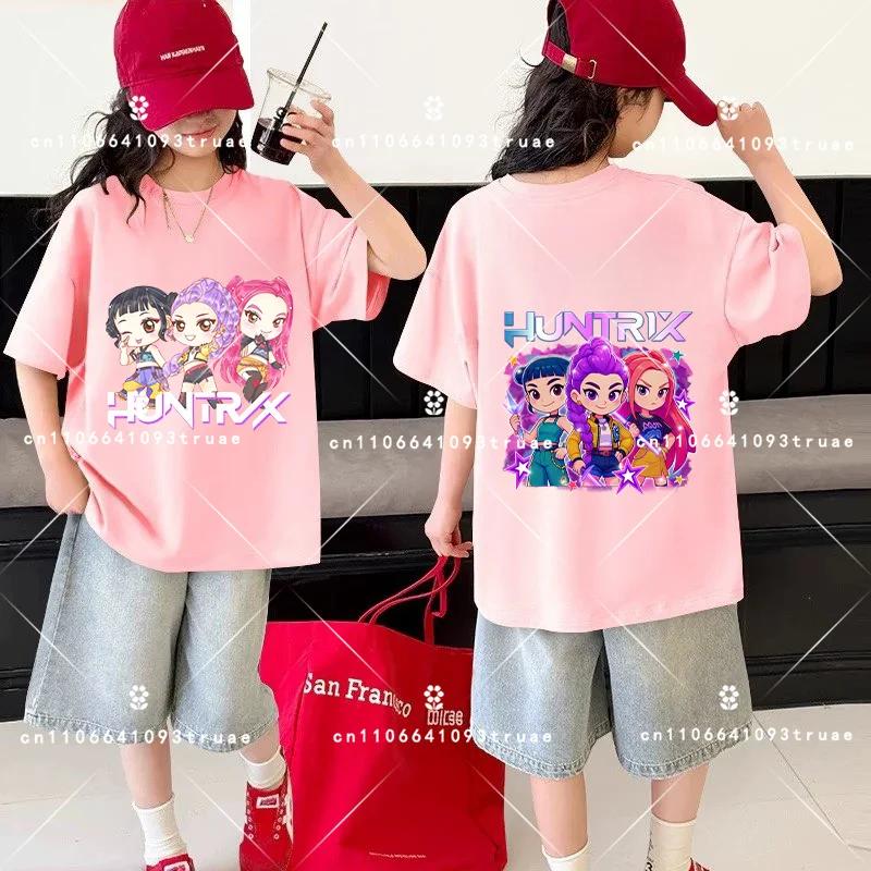 Kids Kpop Demon Hunters Children's T Shirt Short Sleeve T-shirt Cute Kpop Demon Hunters Tiger Harajuku Tshirt for Boys Girls