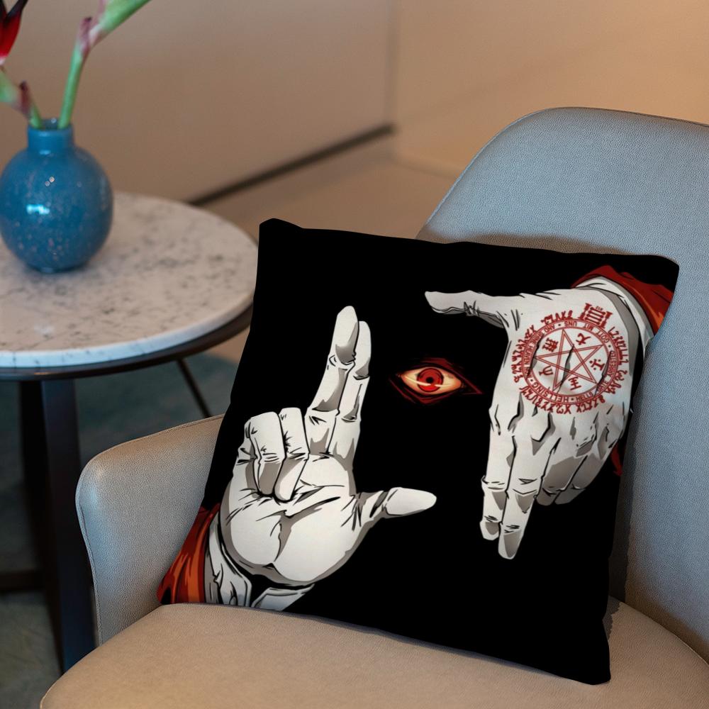 

Anime Hellsing Cushion Cover 2-in-1 Reversible Plush Pillow Cover | Car/Sofa/Bed | Perfect Gift 12x12Inch