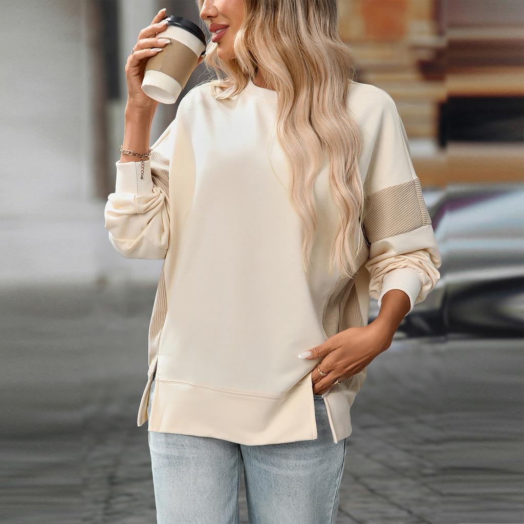 Women's Casual Splicing Long Sleeve Round Neck Sweatshirt