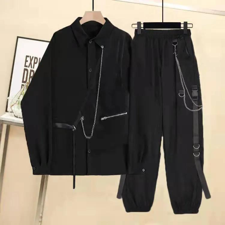 Youth Spring Loose Handsome Suit Top + Work Pants Design Unique Set