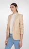 Button Party Beige Stylish Women Classic Blazer Real Lambskin Leather Genuine