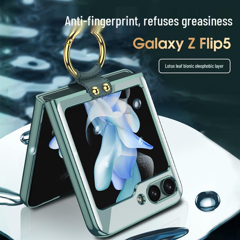 Samsung Z Flip5 Case with Ring: Electroplated, Foldable, Anti-Fall Protection
