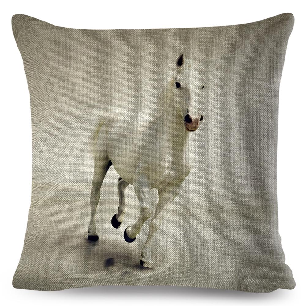 Elegant Running Horse Cushion Cover Graceful Gallop Pose Soft Decorative Square Pillow Modern Living Room Bedroom Decor xcm