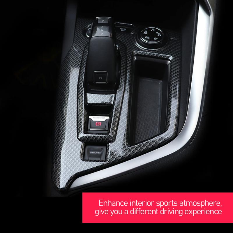 Car Gear Shift Panel Cover Decoration Trim Styling Carbon Fiber Silver For Peugeot 3008 GT 5008 2016- 2018 For Left Hand Driver