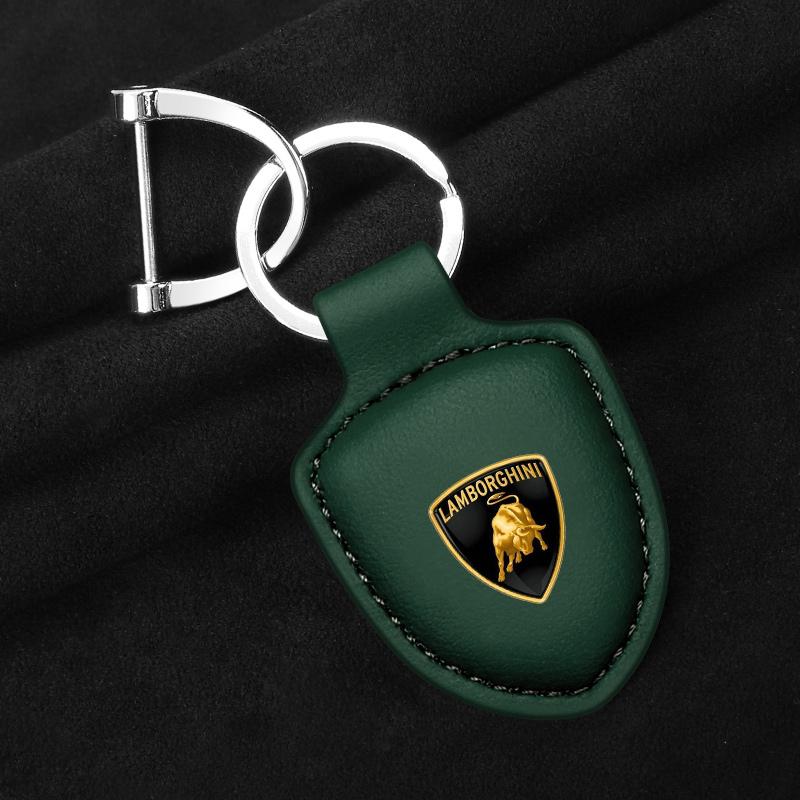 PU Leather Car Logo Key Ring Shield Keychain Men Women Pendant Gifts For Lamborghini Urus Huracan Aventador Premiu Accessories