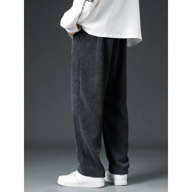 Solid Color Elastic High Waist Casual Straight Men's Simple and Versatile Sports Loose Trousers