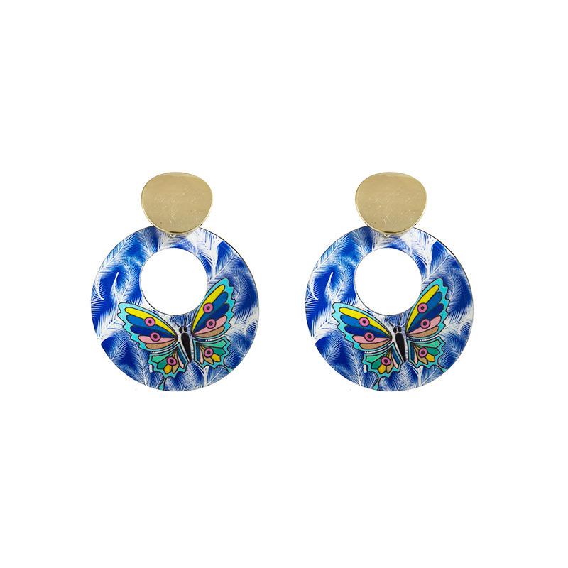 Orecchini Amore Floreali Graffiti Acrilici Orecchini Geometrici Orecchini a Bottone Rotondi Vintage Bohemien