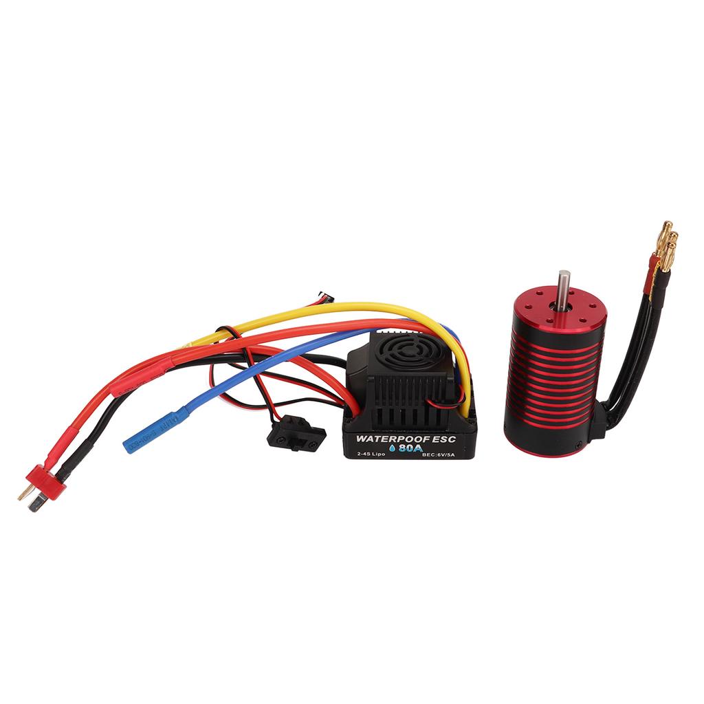 RC 3660 Brushless Motor and 80A Brushless ESC Electric Speed Controller T Male Connector Motor ESC Set for 1 8 RC Car